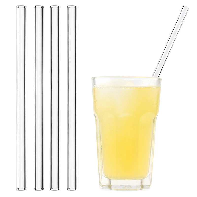 5 шт./компл. стеклянная солома 200 мм * 8 многоразовые стеклянные соломинки для питья
