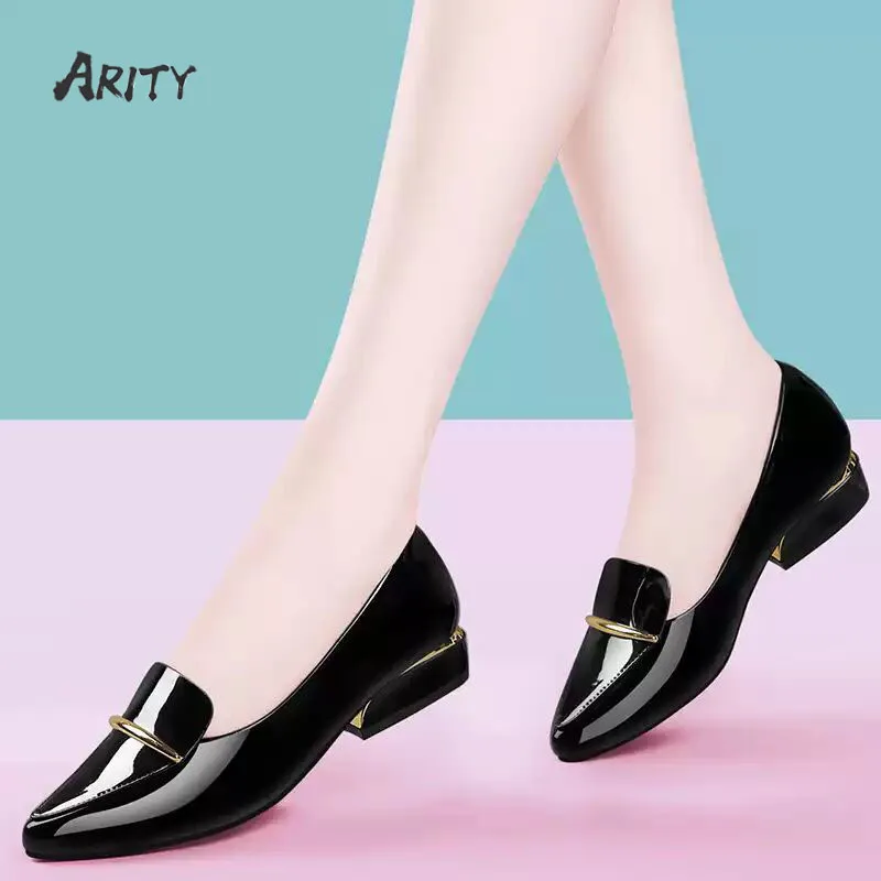 

Женские туфли на толстом каблуке, мягкие кожаные туфли на низком каблуке, Нескользящие, 2021