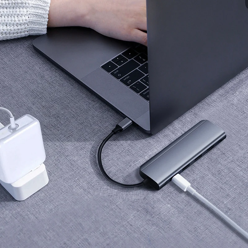 Type C USB Hub 5 in 1 3.0 Port Expander Adapter Mini DC5V Charging Office Docking Station for PC Laptop | Компьютеры и офис