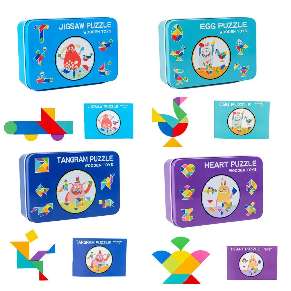 

Tangram Puzzle Colorful Geometry Tangram Teaching Aids Portable Logic IQ Game Toy With Variety Of Shapes For Kids Children To