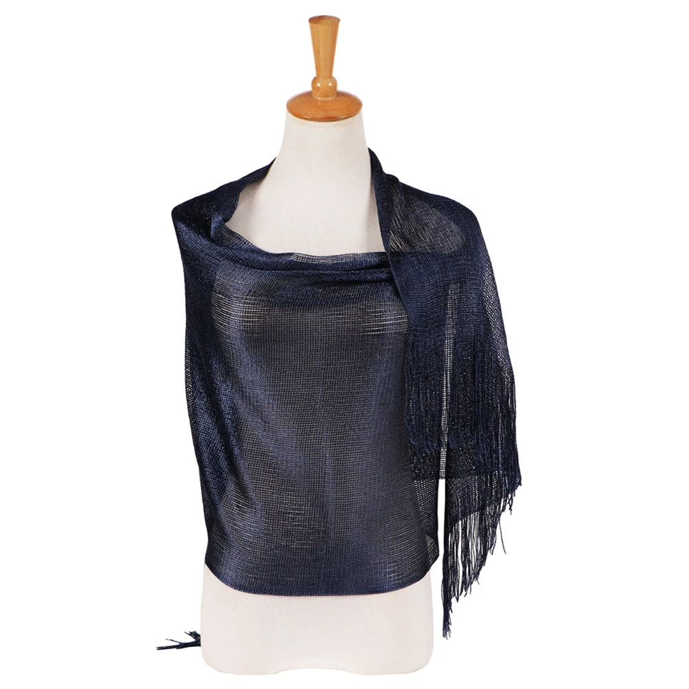 Модный Блестящий однотонный мягкий банкетный вечерний Женская шаль-шарф с