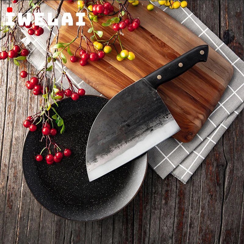 IWELAI ручной ковочный нож шеф повара стальная ковка Профессиональный кухонный для