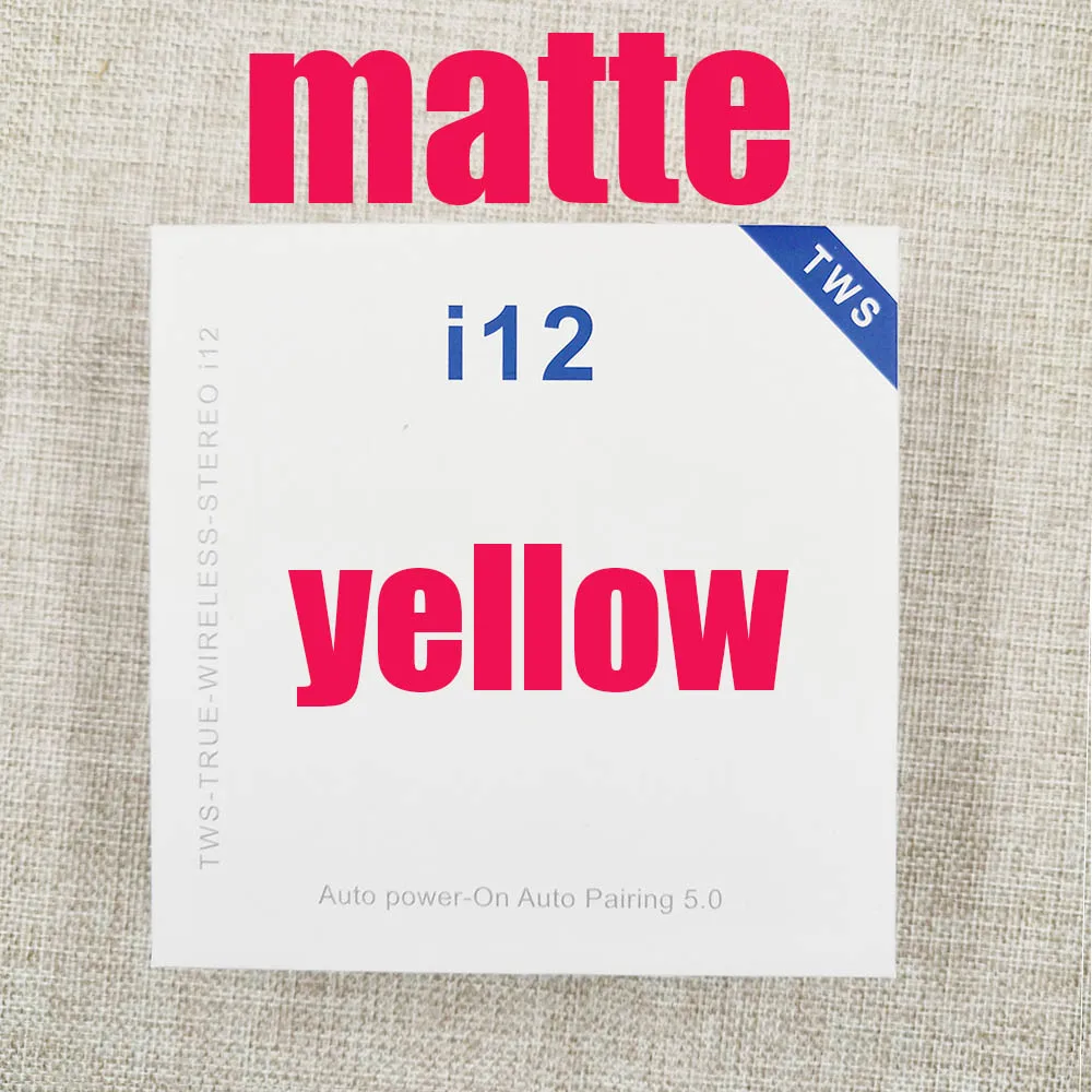 I12 C Yellow Матовый i12 наушники-вкладыши tws Bluetooth 5,0 наушники Pop Up туры стерео наушники i12tws оригинальные наушники для мобильных телефонов - Цвет: I12 C Yellow