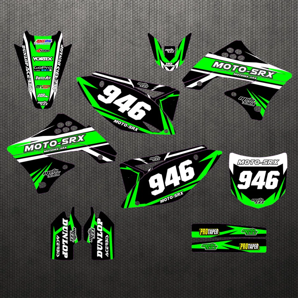 Бесплатные пользовательские цифры графические фоны наклейки для Kawasaki KX250F KXF250 2009