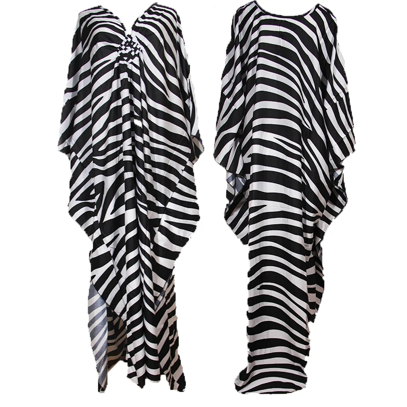 new print black striped boho dress plus size beach cover up robe maxi dress women beachwear summer dress pareos de playa mujer free global shipping