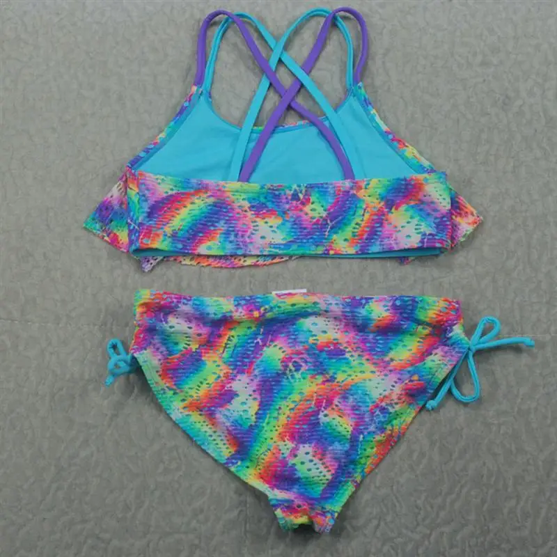 Детский Модный Купальник с вырезами бикини купальник красочный раздельный