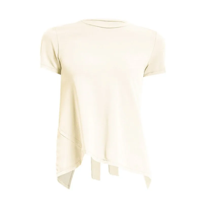 

Ladies Yoga Hollow Out Dance Fitness Tops Blouse Women Backless Loose Casual Solid Color Sports T-Shirt Summer