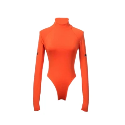 Для женщин неоновый prix с высоким воротом Длинные рукава укороченный боди