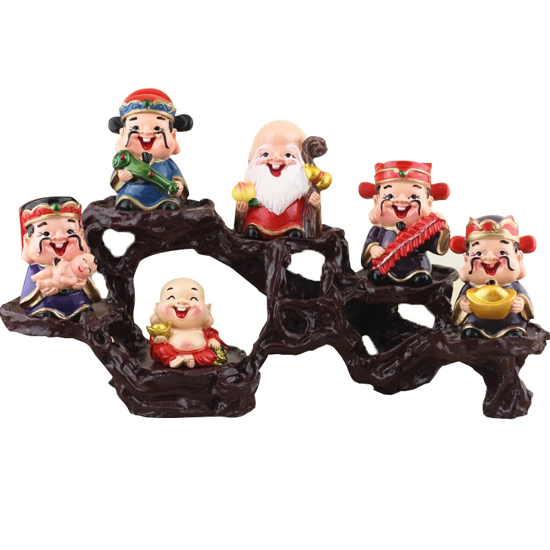 Китайский счастливый Бог фигурка орнамент Фортуна миниатюрное ремесло Отель