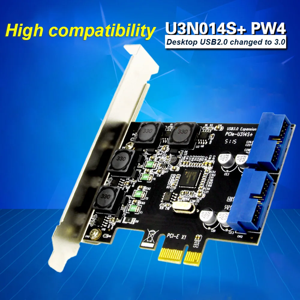 

PCI Express Card PCI-E to USB 3.0 Dual 19/20 Pin Interface PCI-E Expansion Card High Speed Data Transfer Adapter