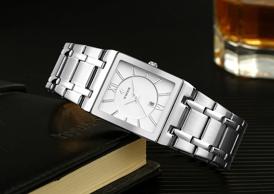 Relogio Masculino WWOOR Gold Black Watch Men Quartz Waterproof Wrist Watch For Men Fashion Square Casual Clock Male Dropshipping