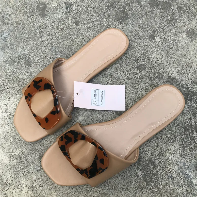 

Female Shoes Womens Slippers Outdoor Slides Low Big Size 2021 Summer Soft Flat Casual Rubber PU Fabric Basic