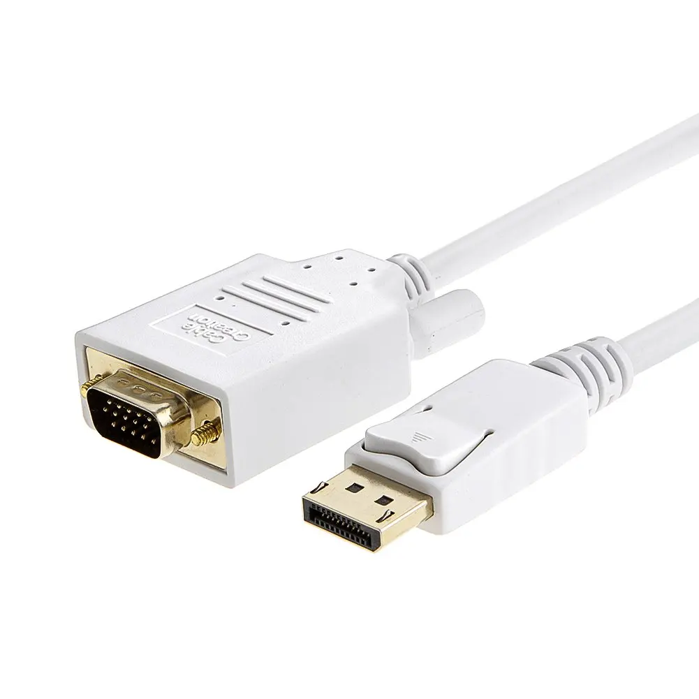 Кабель DP VGA. Displayport Vga 6 футов позолоченный стандартный кабель папа VGA черный/белый