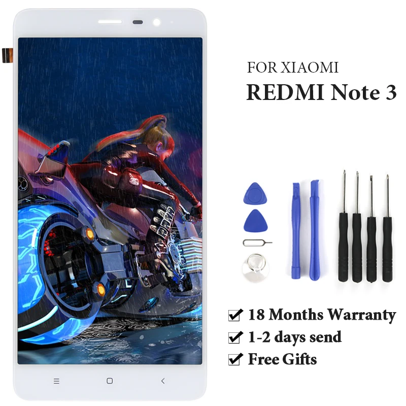 

Сменный дисплей для телефона Redmi Note 3, ЖК-дисплей с сенсорным экраном и рамкой, дигитайзер в сборе, без битых пикселей, панель с инструментом