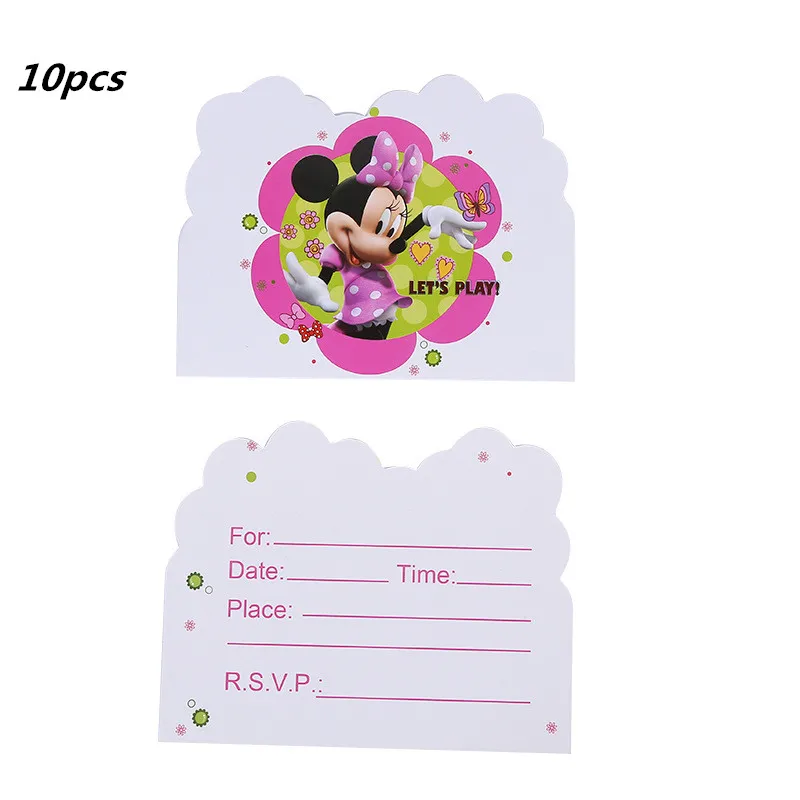 10pc invitation card 20 шт./партия Минни тема Микки бумажные салфетки для вечеринки с днем рождения товары для вечеринок Минни бумажные полотенца для салфеток сувениры 33*33 см - Цвет: 10pc invitation card