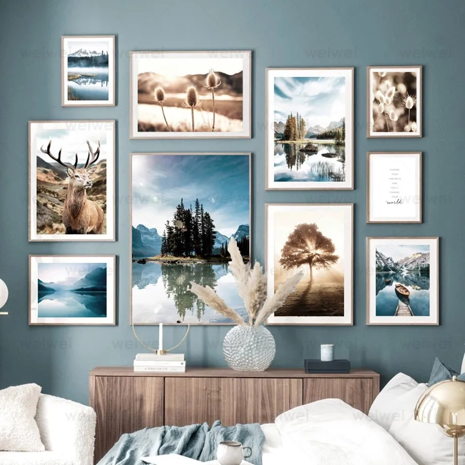 

Lake Louise Dandelion Reed Mountain Water River Quote Nordic Style Wall Art Canvas Painting Posters and Prints Living Room Decor
