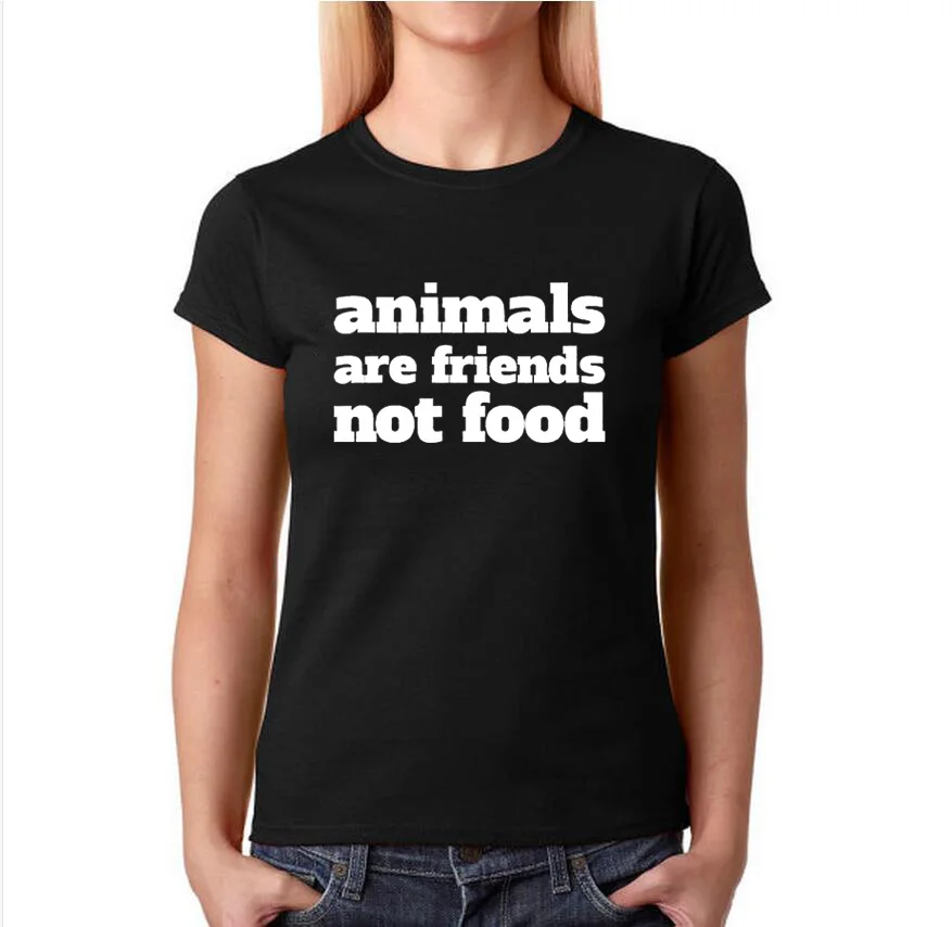 

Harajuku Slogan T-shirt Casual Tops Fashion Tee Shirt Tees Animals Are Friends Not Food T Shirt Women Vegan Tshirt