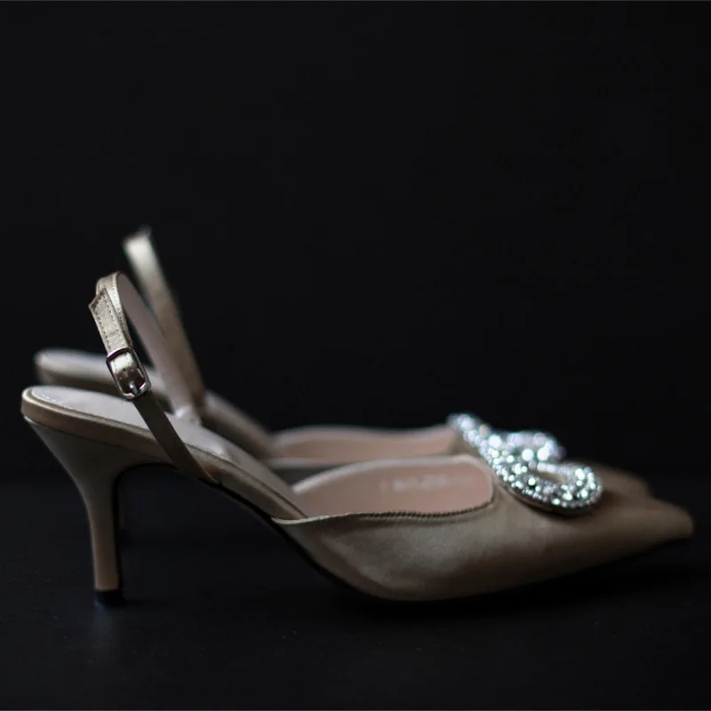 

2020 new crystal wedding shoes women's sandals pointed sexy nightclub fashion bridal shoes high heel Bridesmaid shoes