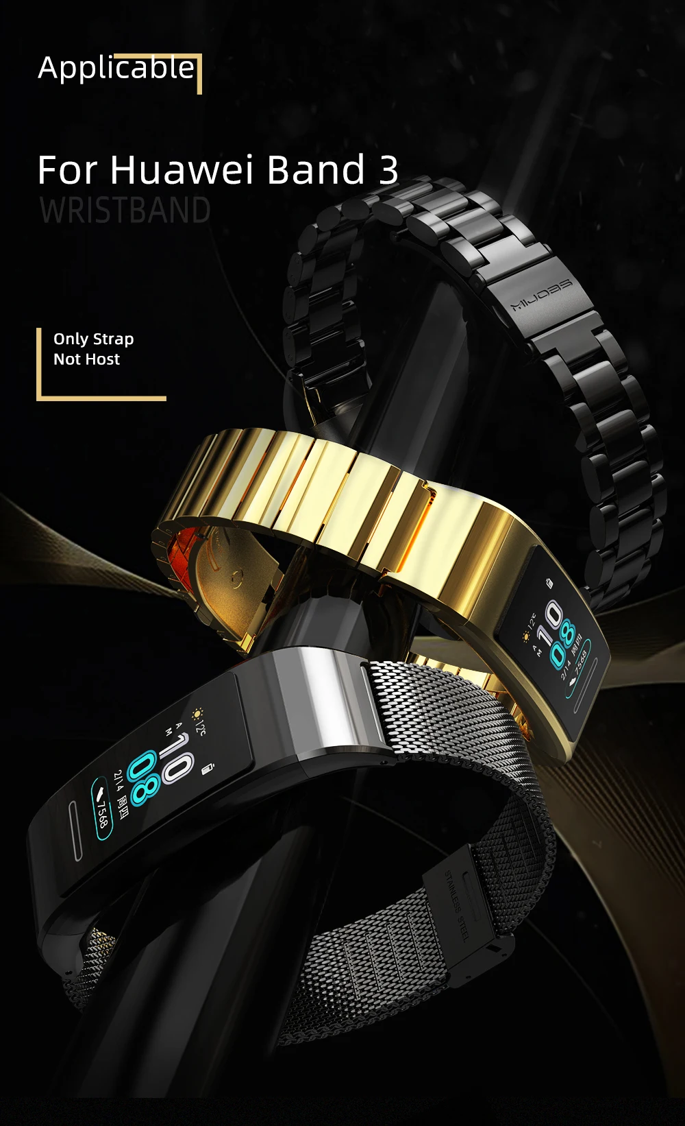 Браслет для huawei Band 3 Pro металлический ремешок на запястье браслет из нержавеющей стали для huawei Band 3pro умные часы Сменные аксессуары