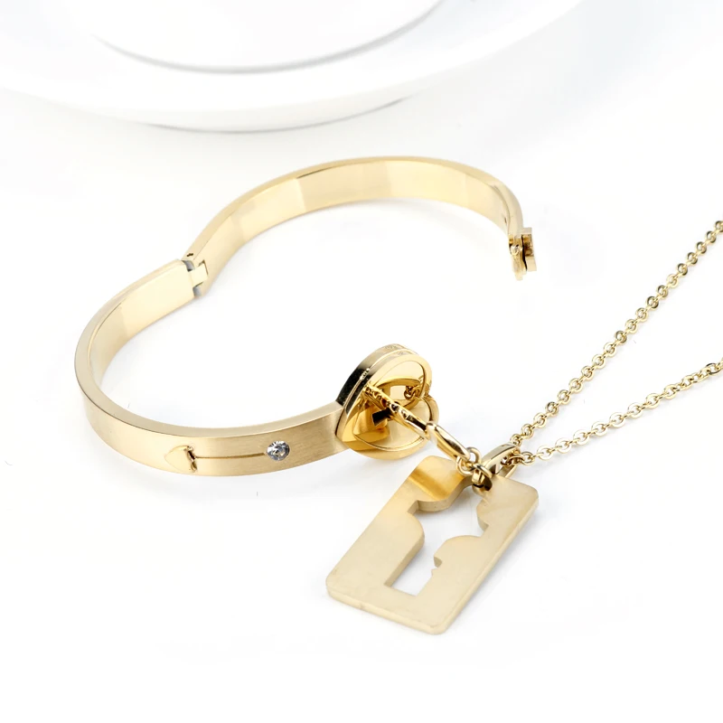 Романтический браслет с подвесками в виде сердца ожерелье милый замок ключ для