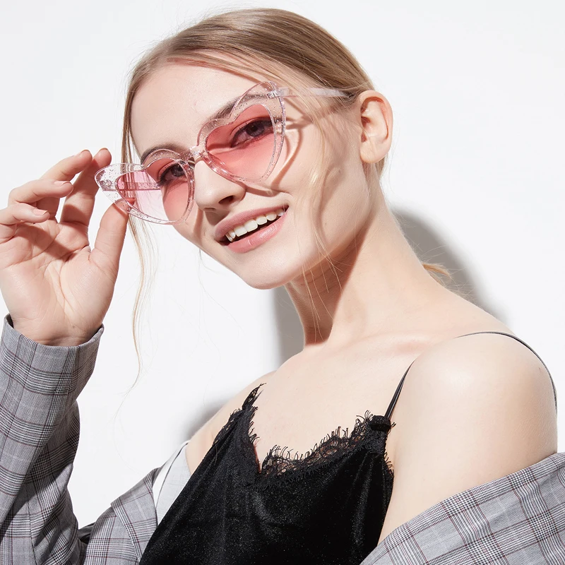 

Pink love sunglasses big peach heart sunglasses female heart-shaped glasses