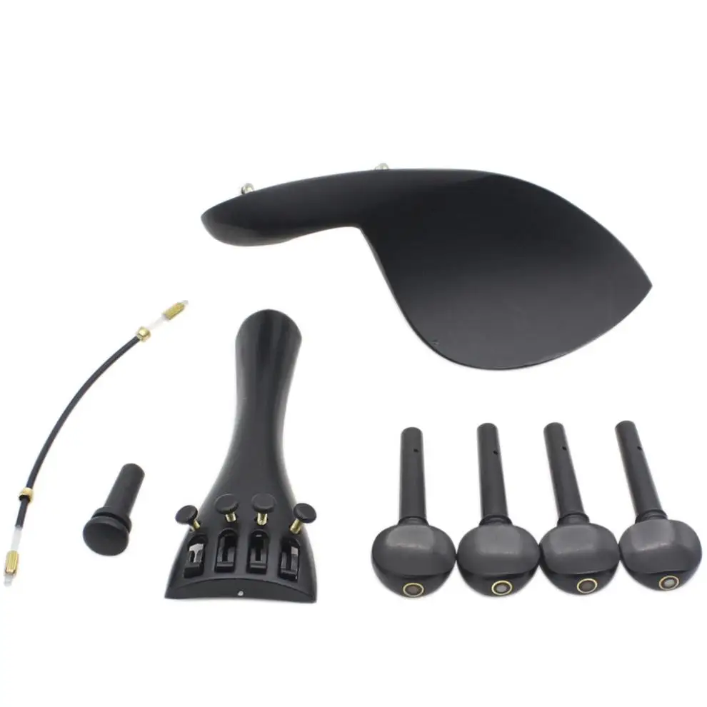 

1 Set Ebony Wood 4/4 Violin Parts Accessories Chin Rest & Tuning Peg & Tailpiece & End Pin & Tail Rope Stringed Instruments