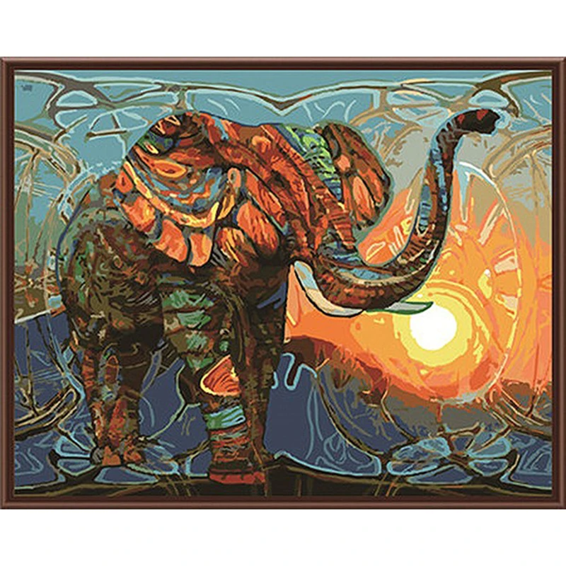 

GATYZTORY Zero Basis DIY Painting By Numbers HandPainted Oil Painting Elephant Picture Colouring Leisure DIY Photo Wall Decor