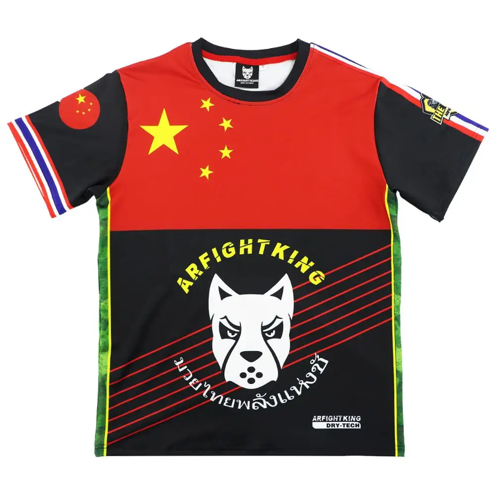 ARFIGHTKING Muay Thai T-shirt fitness Mixed martial arts training MMA stretch fight sport short sleeve | Спорт и развлечения