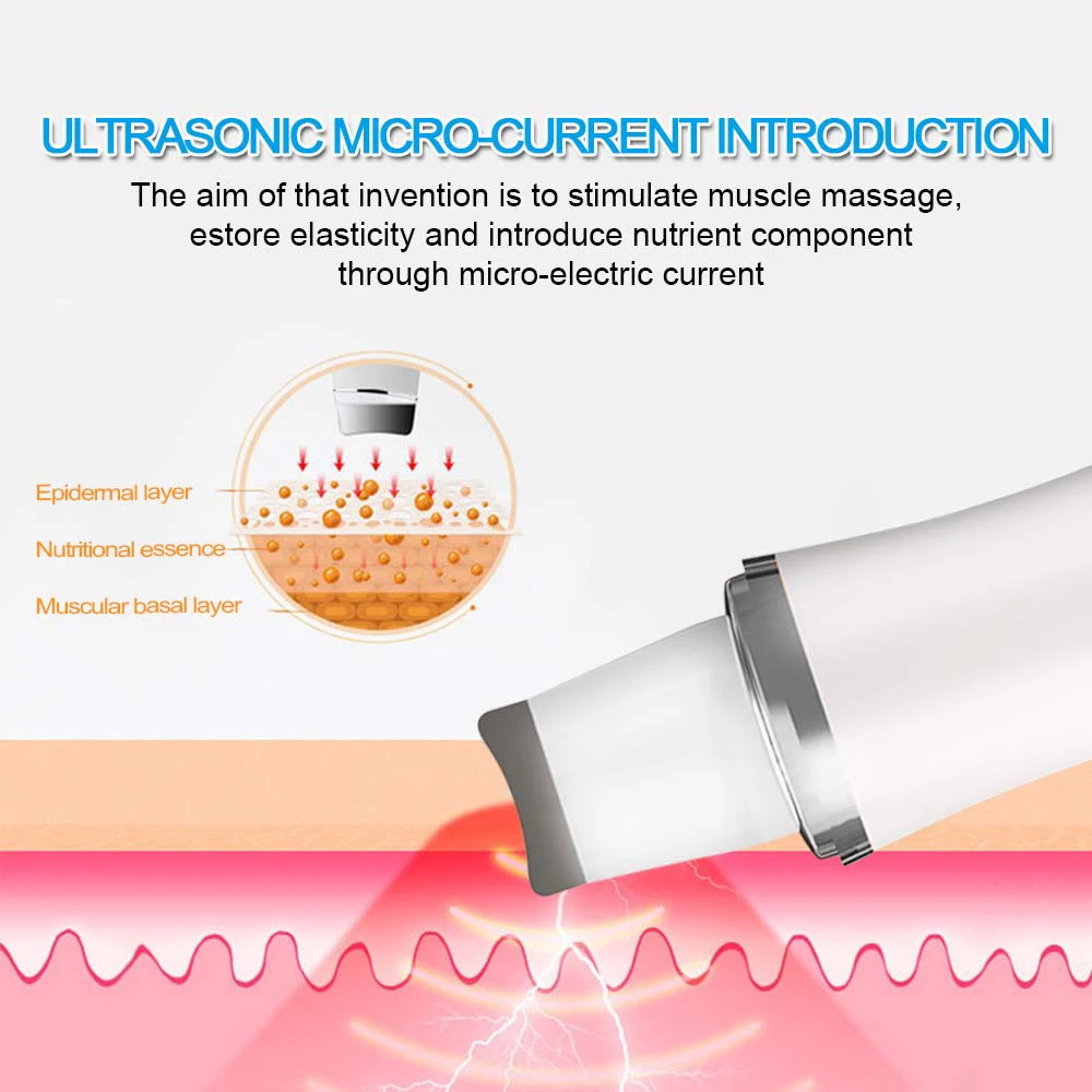 Facial Skin Scrubber Blackhead Remover Ultrasonic Face Deep Pore Acne Cleaner Spatula Face Lifting Whitening Massager Skin Care