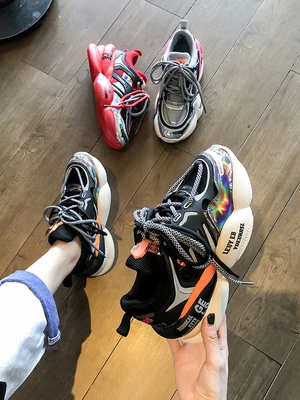 Женская обувь для папы ins tide Новинка 2020 года Универсальная спортивная на толстой