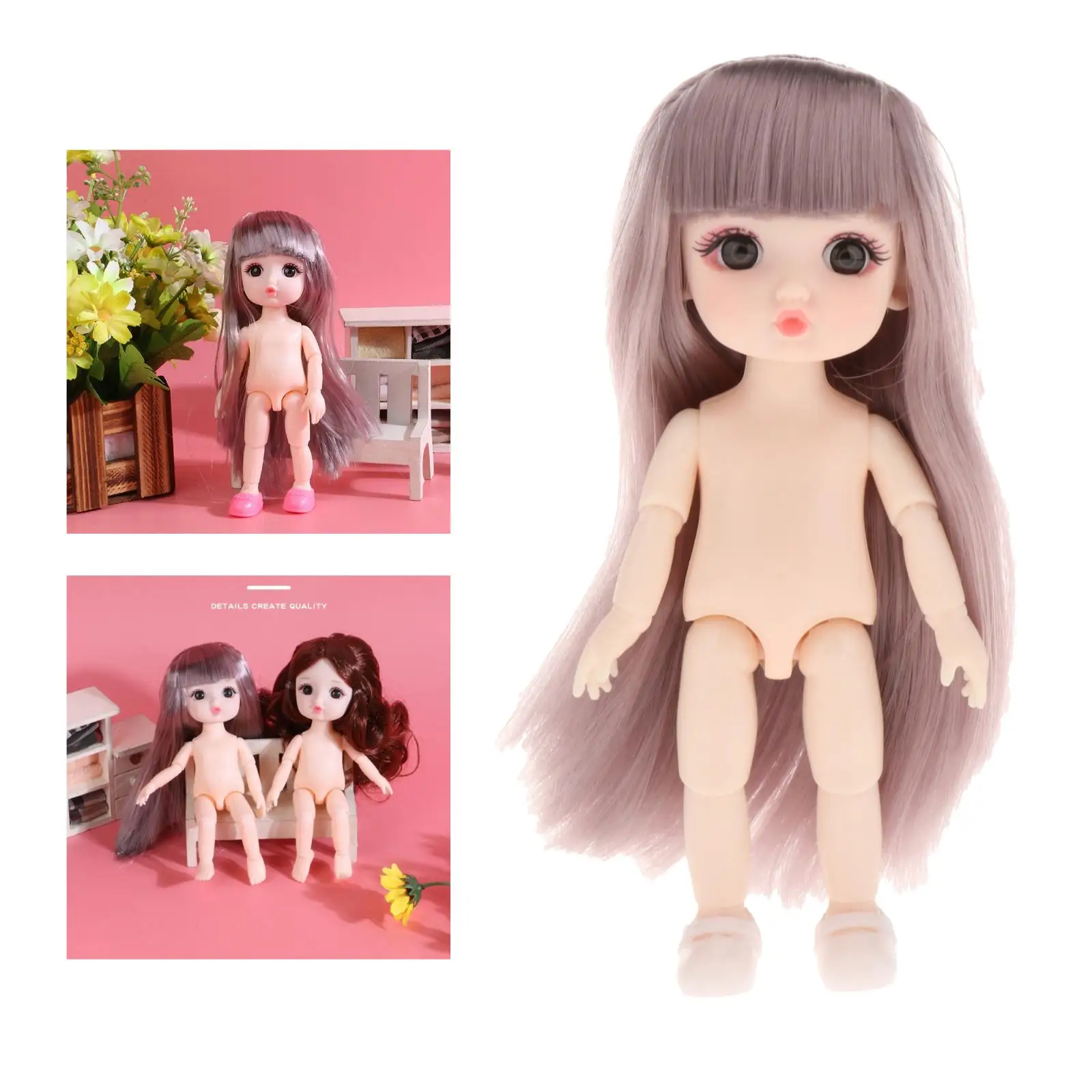 Симпатичные Мини-куклы 1/12 BJD с голой девушкой тело 3D глаза игрушка для девочек