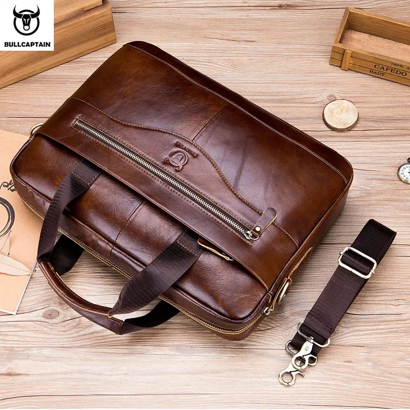 Портфель BULLCAPTAIN мужской из воловьей кожи, модная повседневная сумка-мессенджер в стиле ретро, портативный портфель от AliExpress RU&CIS NEW