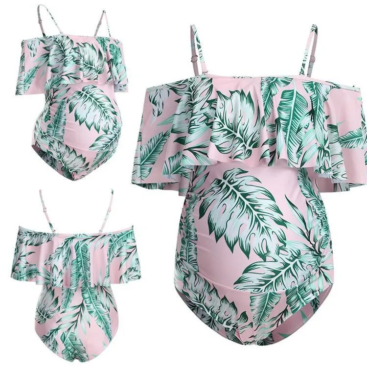 Traje de baño de maternidad para mujer, Bikinis con estampado de flores, ropa de playa para embarazadas, traje de baño Sexy