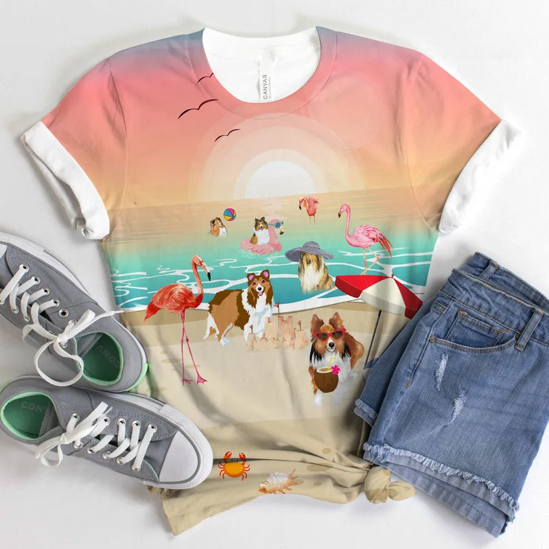 

2021 New Arrival Men T Shirt 3D Digital Full Printing Fashion Hawaii Shar Pie Dog Short Sleeve Harajuku Men Tees