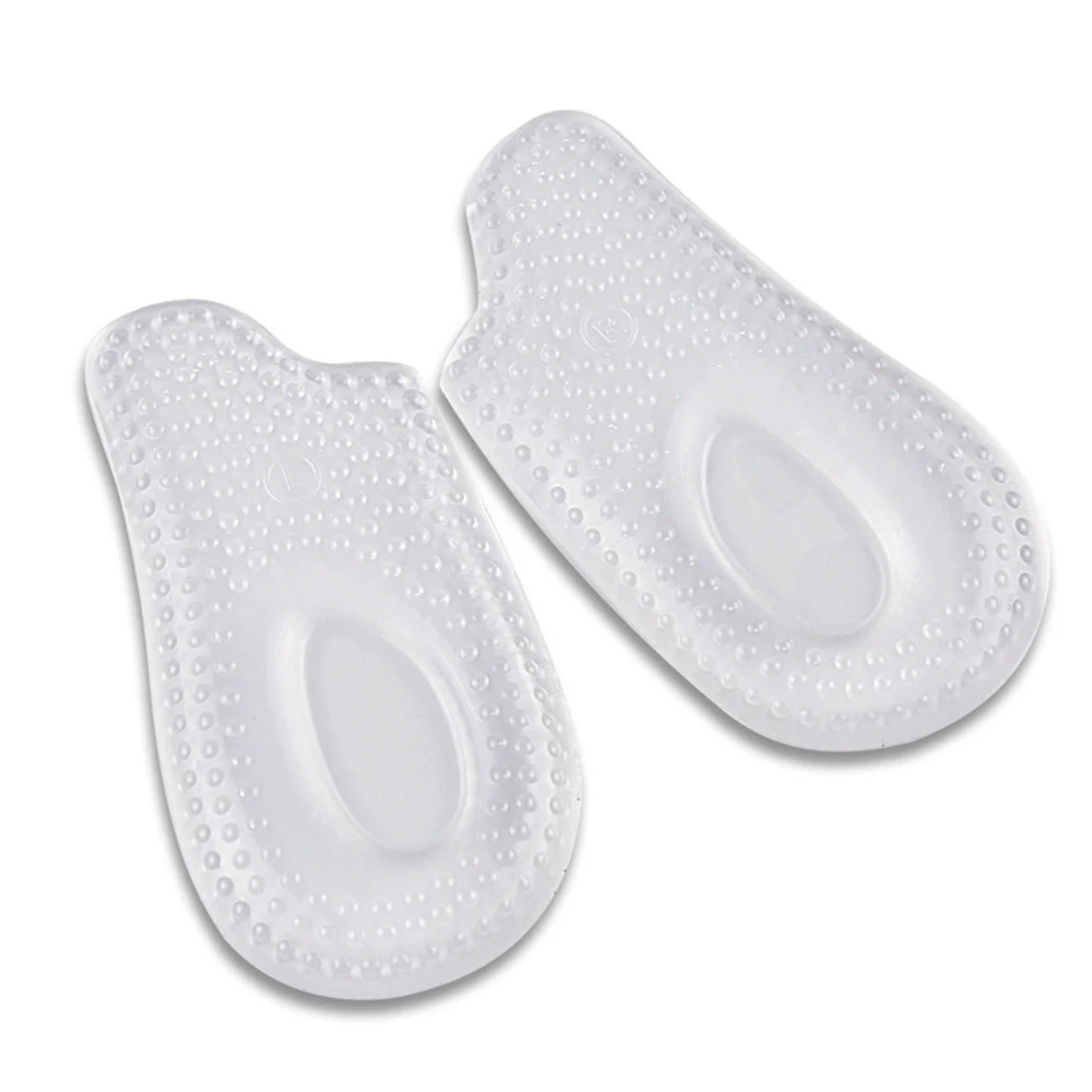 

1pair Soft Silicone Gel Insoles For Heel Spurs Pain Foot Cushion Foot Massager Care Half Heel Insole Pad Height Increase Insert