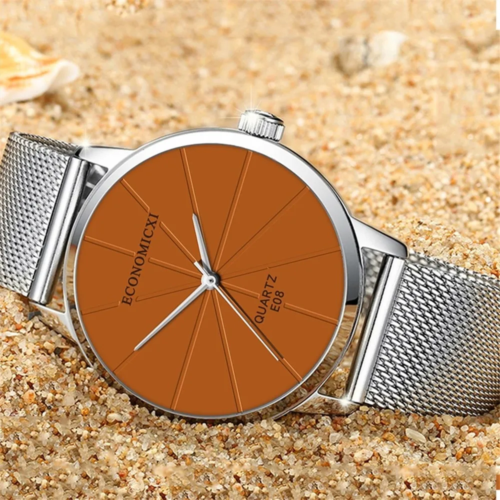 

Men's Fashion Sport Stainless Steel Case Leather Band Quartz Analog Wrist Watch