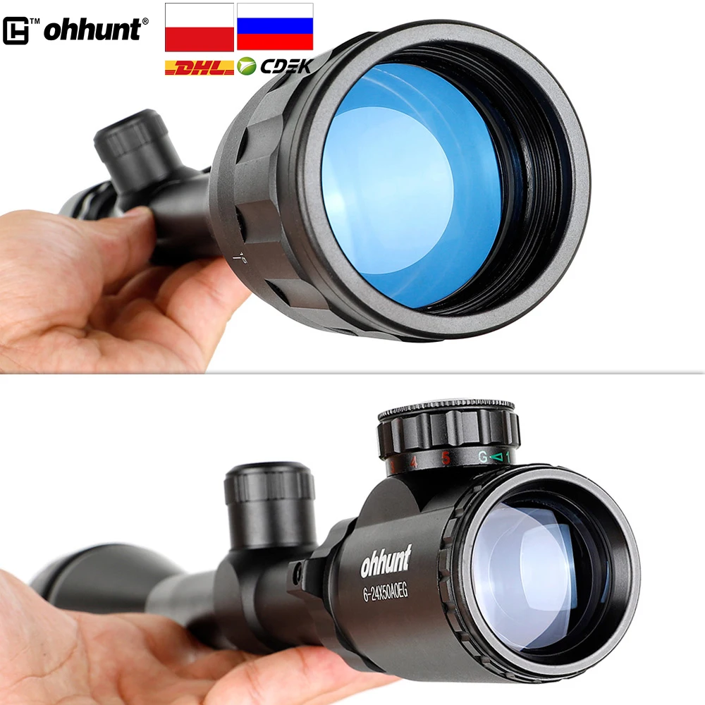 Охотничий прицел ohhunt 6 24X50 AOEG красно зеленый оптический с проводной сеткой