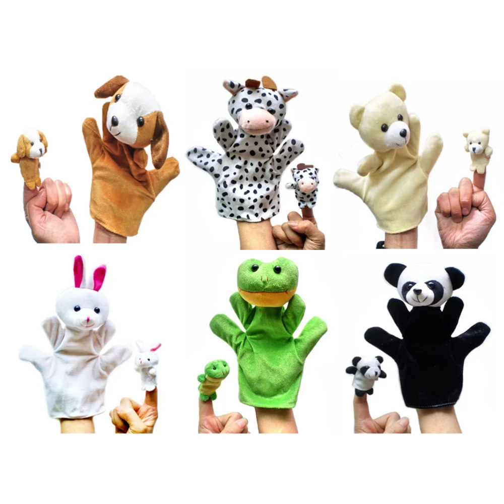 

6 Pcs Hand Puppets Baby Toys Plush Hand Puppets Animal Style Cartoon Hand Puppets Story Props For Children