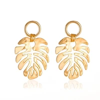 new fashion plantain leaf dangle earrings for women vintage tropical plant hollow leaves metal stud earring unusual jewelry gift