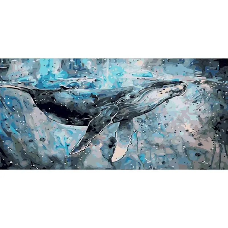 Pintura por número de Animal de ballena sobre lienzo con marco 40x50, dibujo de imagen al óleo, Kits de manualidades DIY para adultos, arte para colorear por número
