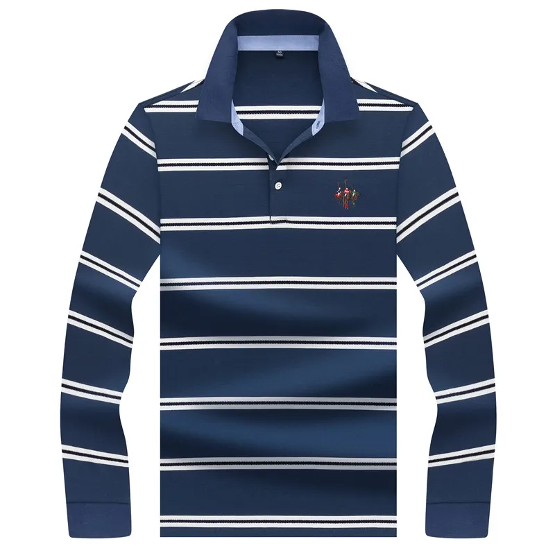 Весенне осенняя мужская рубашка поло с длинным рукавом высокое качество хлопок в