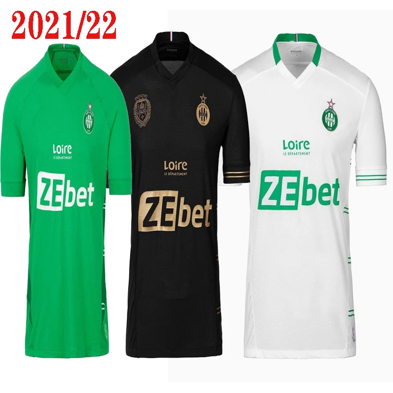 

Les Verts 21 22 fans jersey T-shirt black, green and white custom AS Saint Etienne Khazri Saliba St Etienne 2021 2022 shirts