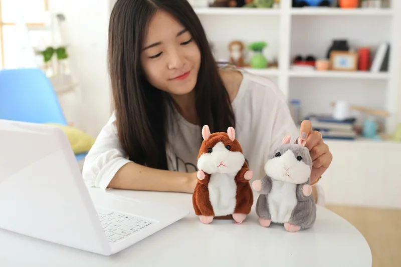 

Hotselling Promotion 15cm Lovely Talking Hamster Speak Talk Sound Record Repeat Stuffed Plush Animal Kawaii Hamster Toys