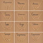 Картонные ожерелья со знаками зодиака 12 созвездий очаровательные ожерелья с кристаллами золотая цепочка Чокер ожерелья для женщин подарок на день рождения ювелирные изделия