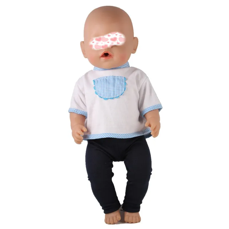 Одежда для кукол белая футболка с карманом и трусы наряды размер 43 см аксессуары