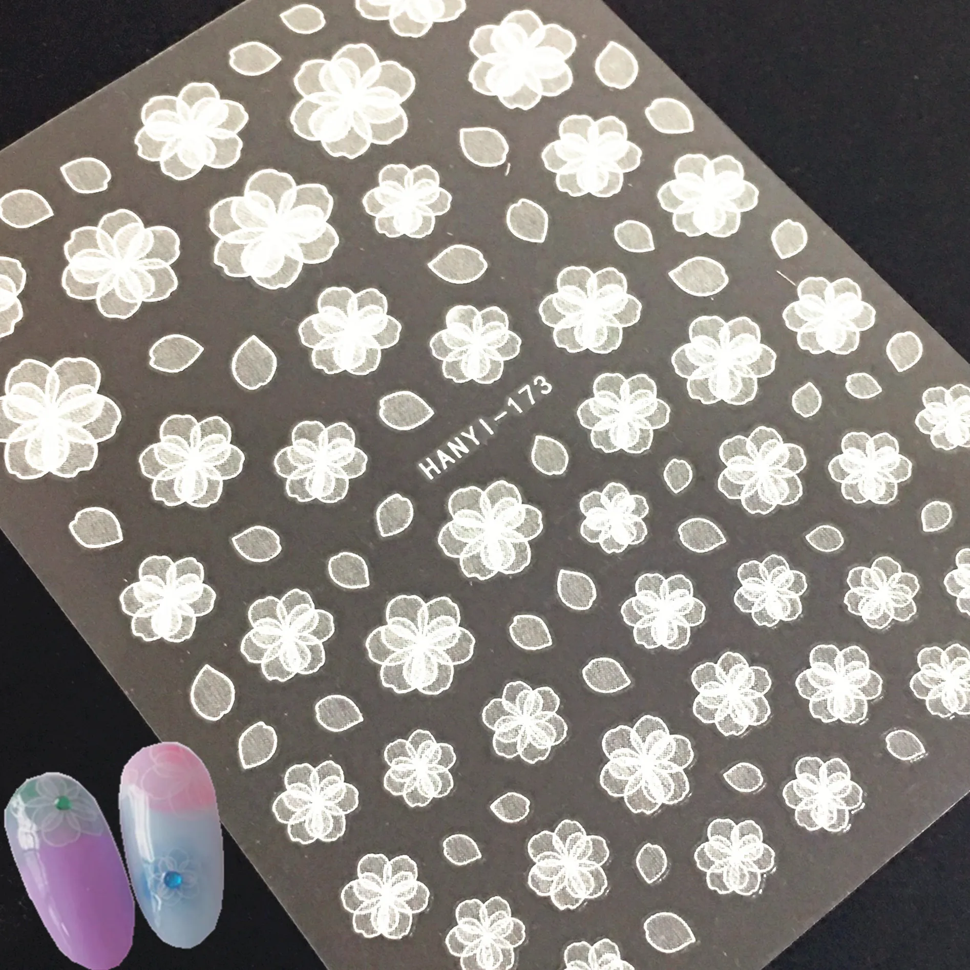 

Newest Transpapent Flower 3D Self Adhesive Back Glue Decal Stamping DIY Manicure Decoration Tools Nail Stickers hanyi173