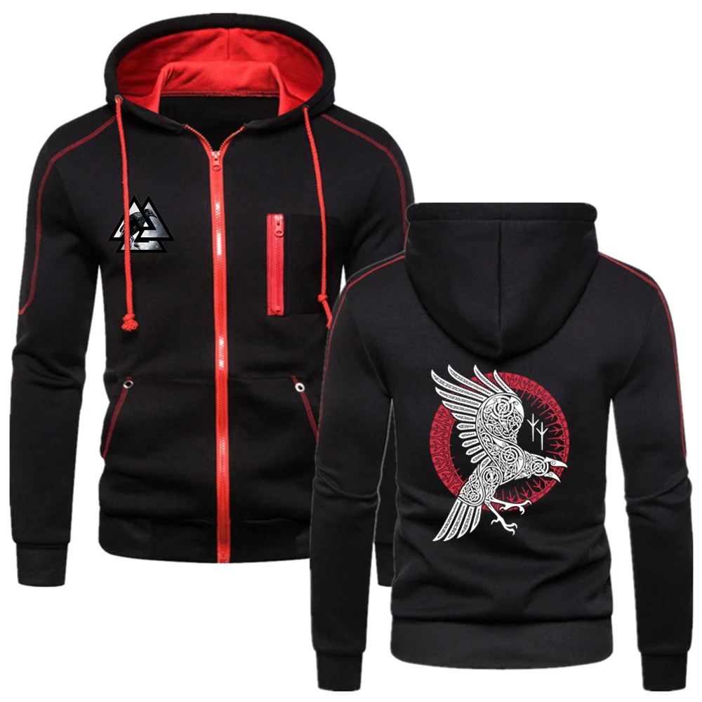 

Unisex Men Viking legend Ragnar's Raven Sport Comfortable Cotton Zipper Hoodie Fitness Solid Fleece Tops Male Sweatshirts