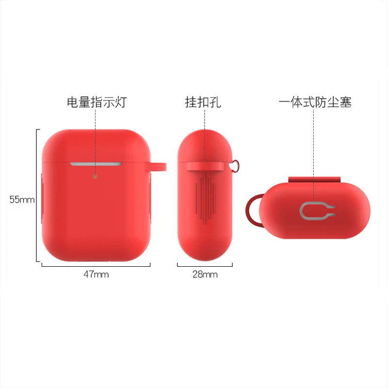 Силиконовый беспроводной чехол для наушников с Bluetooth AirPods 2 защитный аксессуары