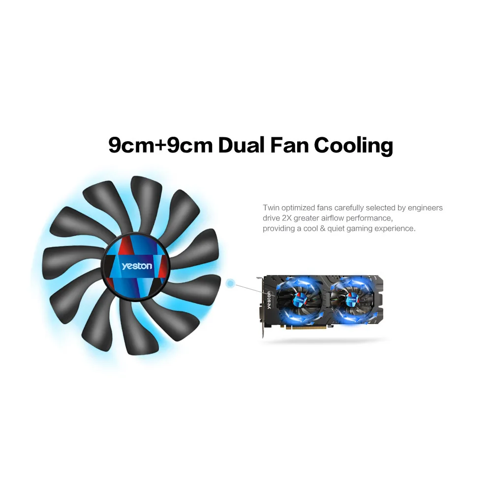 Yeston RX580-2048SP-4G D5 GAEA Видеокарты Radeon Chill Polaris 20 двойной вентилятор охлаждения 4 ГБ GDDR5 256bit DP/HDMI/2xDL-DVI-D