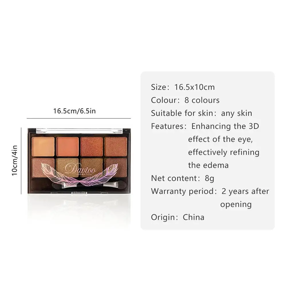 8 Colors Cosmetic Long-Lasting Eyeshadow Palette Glamorous Shimmer Glitter Smooth Not Blooming Makeup With Brush 60190034 |
